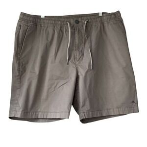Tommy Bahama gray Oceanside poplin Pullon cotton shorts pockets.‎ Size XXL/TTG